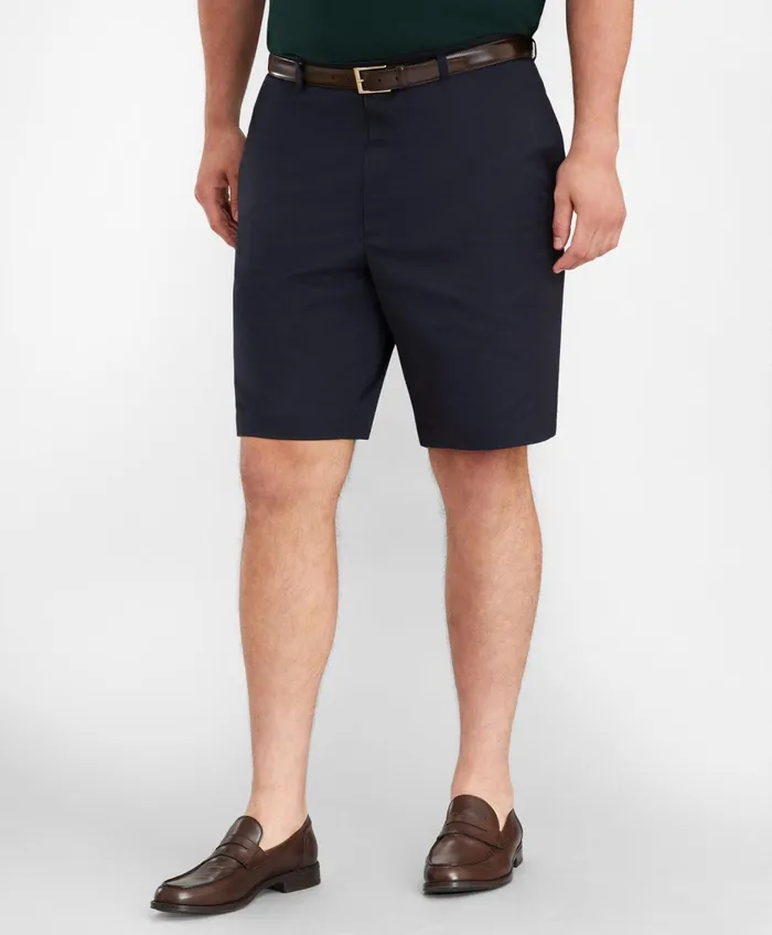 Men Big and Tall Flat Front Stretch Advantage Chino Shorts Navy Brooks Brothers Shorts and Swimwear