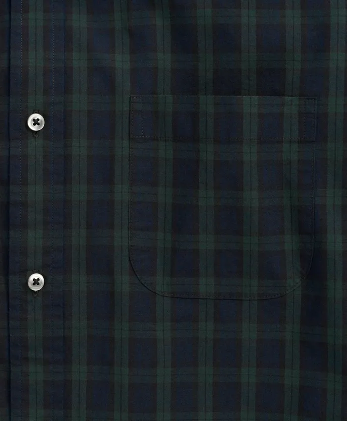 Men Big and Tall Friday Shirt Poplin Black Watch Navy Multi Brooks Brothers Sport Shirts