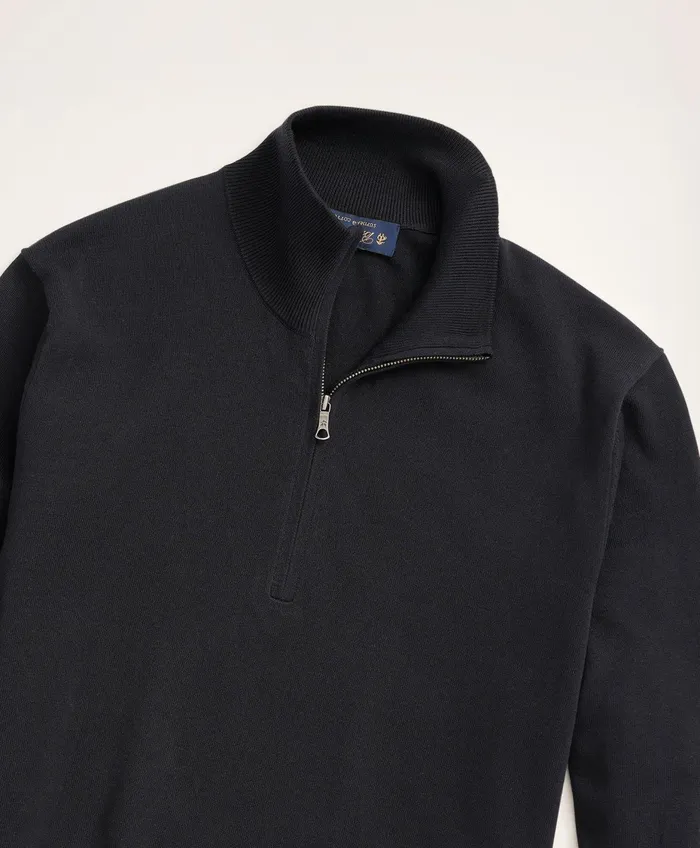 Men Big and Tall Supima Cotton HalfZip Sweater Black Brooks Brothers Sweaters