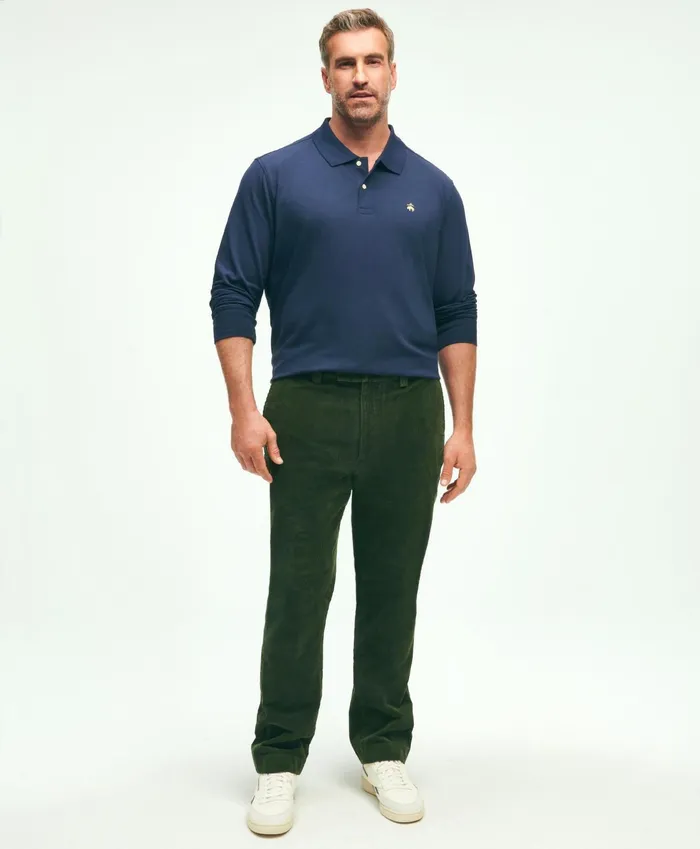 Men Big and Tall Wide Wale Corduroy Pants Dark Green Brooks Brothers Chinos and Casual Pants