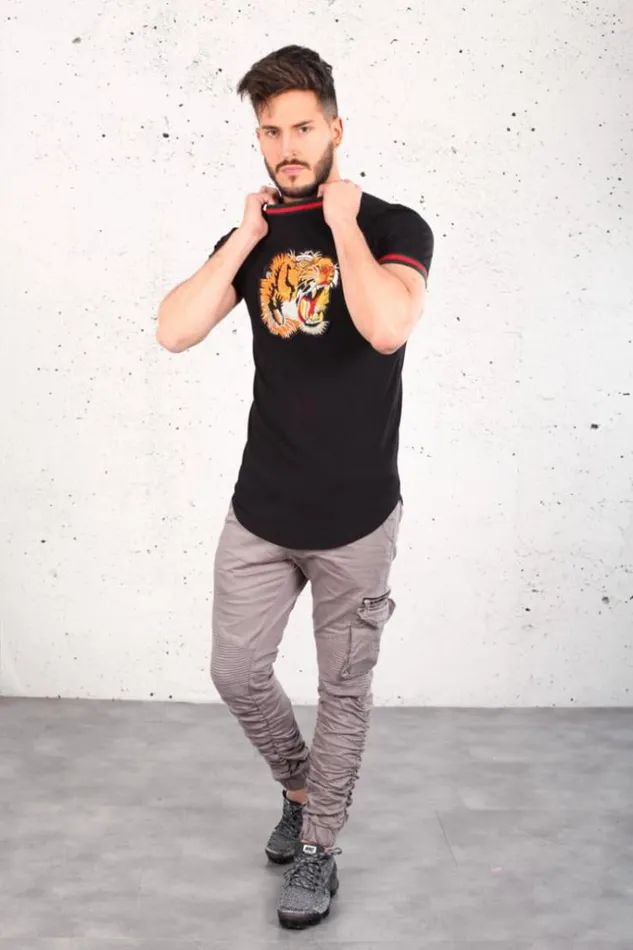 Men Black TShirt Tiger Head Black Brentiny Paris TShirts Men Black TShirt Tiger Head Black Brentiny Paris TShirts