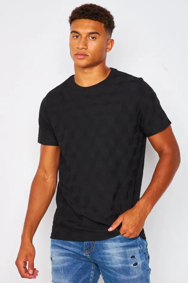 Men Black TShirt With Graphic Patterns Black Brentiny Paris TShirts