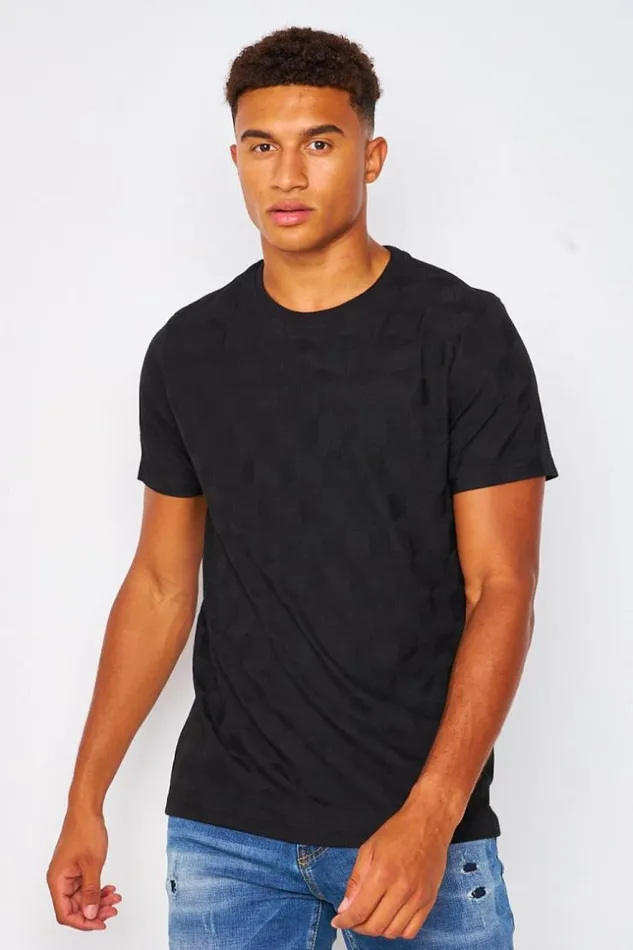 Men Black TShirt With Graphic Patterns Black Brentiny Paris TShirts