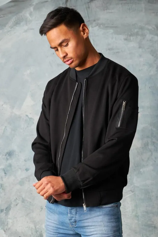 Men Bomber En Sudine Noir Black Brentiny Paris Jackets