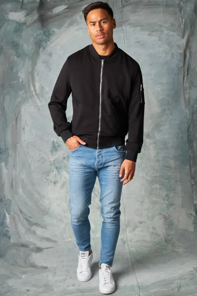 Men Bomber En Sudine Noir Black Brentiny Paris Jackets