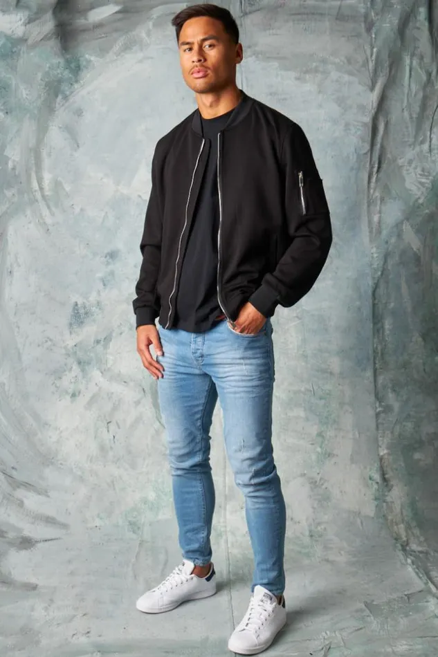 Men Bomber En Sudine Noir Black Brentiny Paris Jackets