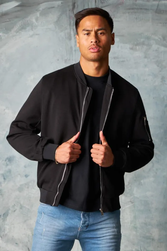 Men Bomber En Sudine Noir Black Brentiny Paris Jackets