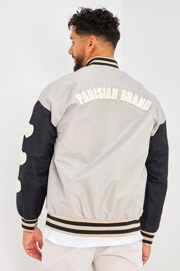 Men Bomber Gris Manches Noires Brod 034Parisian Brand034 Grey Brentiny Paris Jackets Men Bomber Gris Manches Noires Brod 034Parisian Brand034 Grey Brentiny Paris Jackets