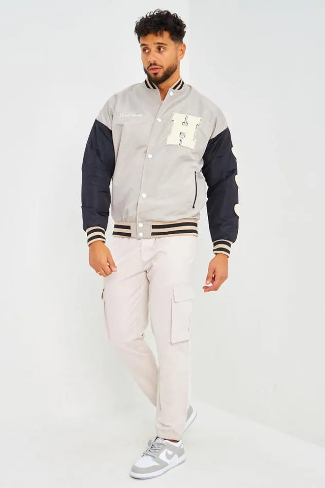 Men Bomber Gris Manches Noires Brod 034Parisian Brand034 Grey Brentiny Paris Jackets Men Bomber Gris Manches Noires Brod 034Parisian Brand034 Grey Brentiny Paris Jackets