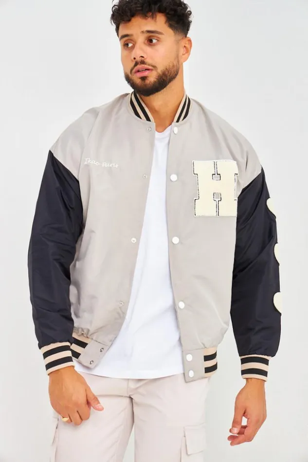 Men Bomber Gris Manches Noires Brod 034Parisian Brand034 Grey Brentiny Paris Jackets Men Bomber Gris Manches Noires Brod 034Parisian Brand034 Grey Brentiny Paris Jackets