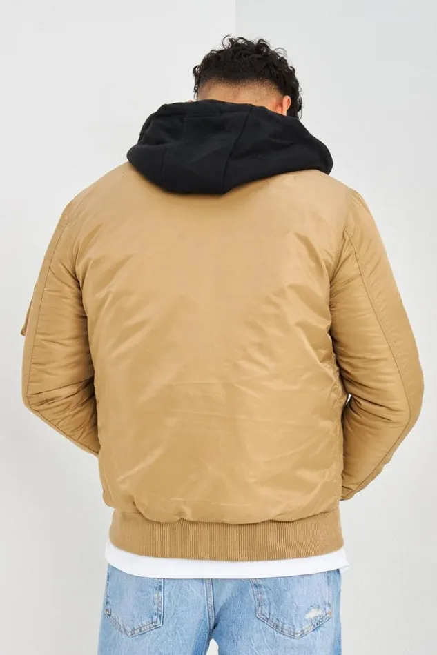 Men Bomber pais Beige Fonc Avec Capuche Noire En Coton Amovible Darkbeige Brentiny Paris Jackets Men Bomber pais Beige Fonc Avec Capuche Noire En Coton Amovible Darkbeige Brentiny Paris Jackets