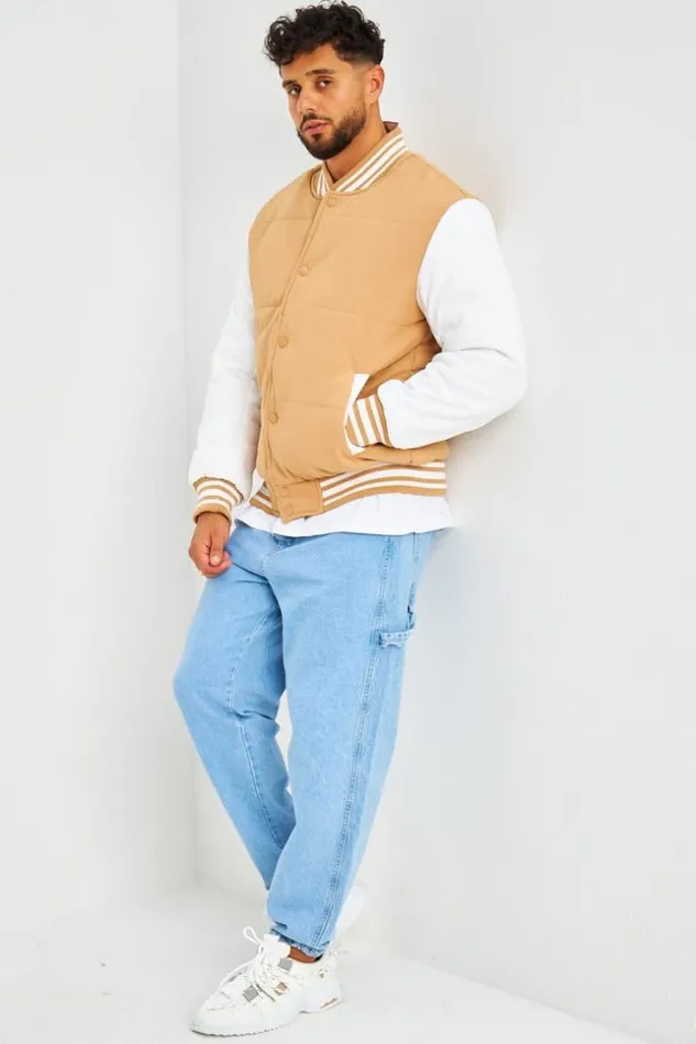 Men Bomber pais Camel Manches Longues Blanches Camel Brentiny Paris Jackets