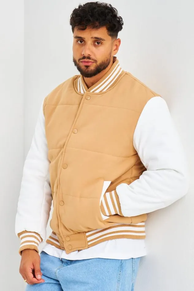 Men Bomber pais Camel Manches Longues Blanches Camel Brentiny Paris Jackets