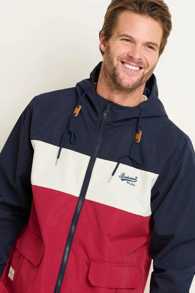 Men Brakeburn Coats And Jackets Colour Block Zip Through Jacketndash Brakeburn