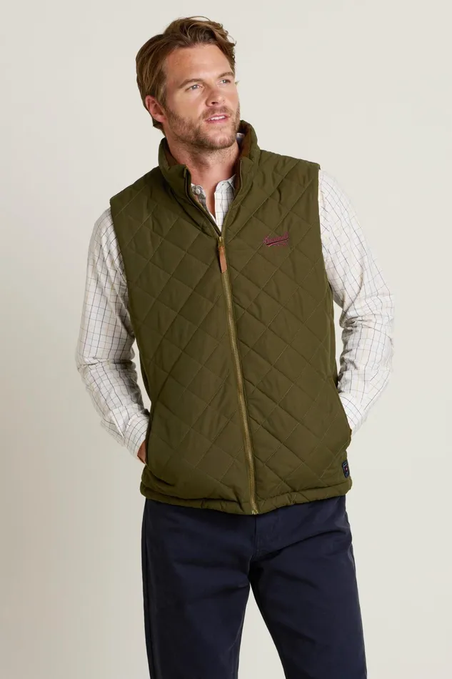 Men Brakeburn Coats And Jackets Khaki Diamond Quilt Gilet