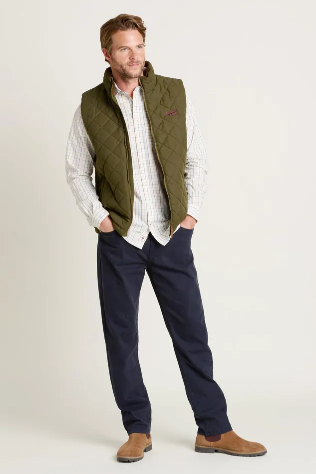Men Brakeburn Coats And Jackets Khaki Diamond Quilt Gilet