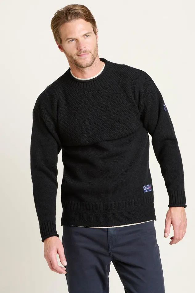Men Brakeburn Knitwear Navy Guernsey Style Jumper
