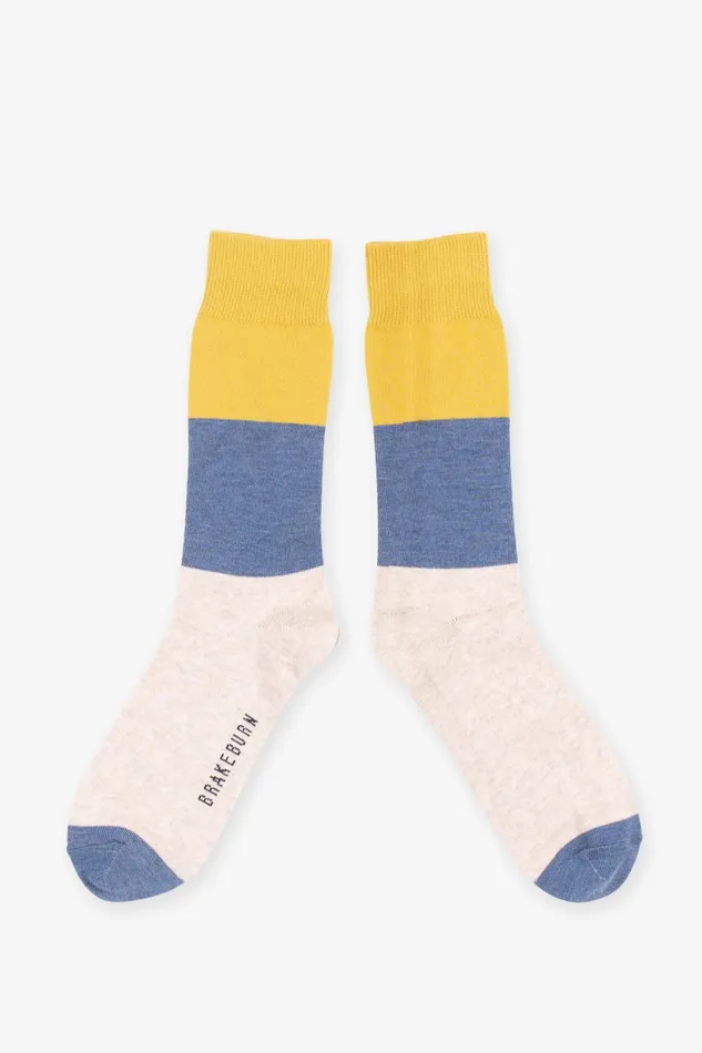 Men Brakeburn Socks Oatmeal Colour Block Socks