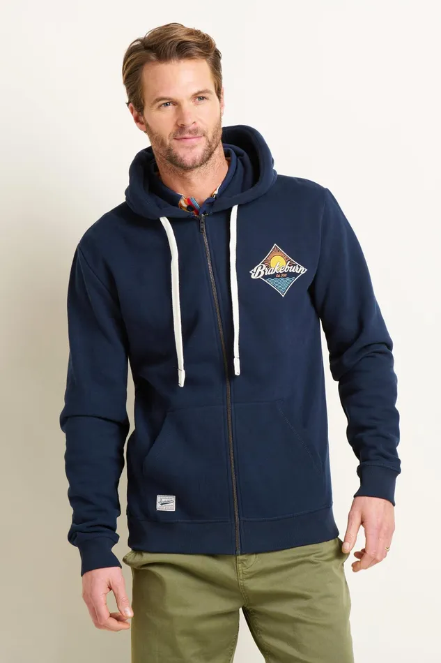 Men Brakeburn Sweatshirts And Hoodies Navy Graphic Zip Through