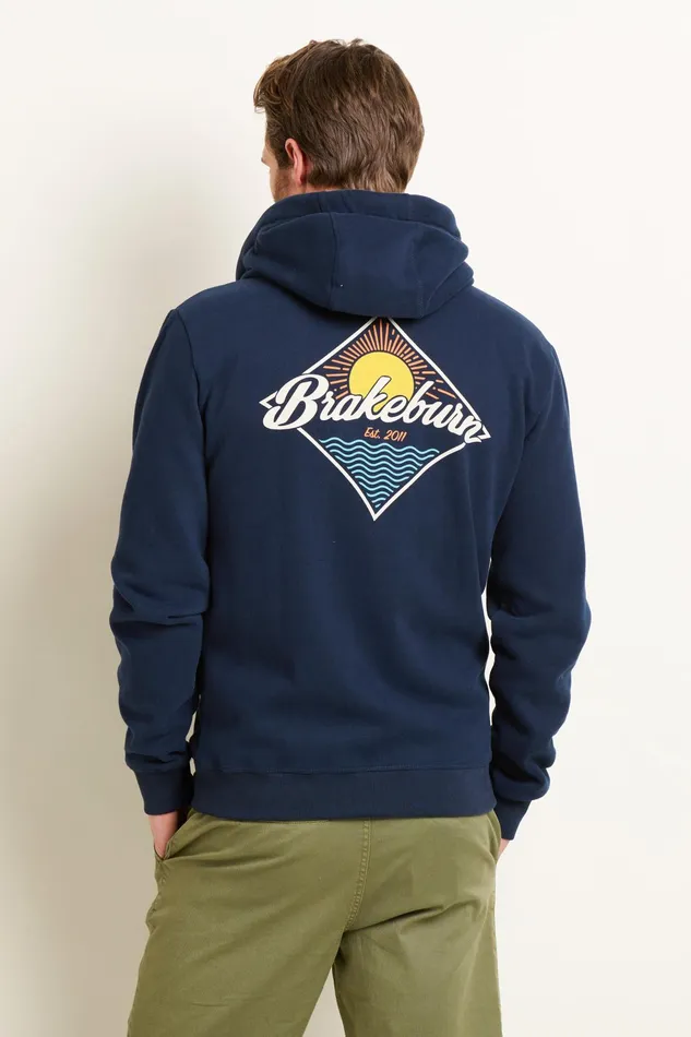 Men Brakeburn Sweatshirts And Hoodies Navy Graphic Zip Through