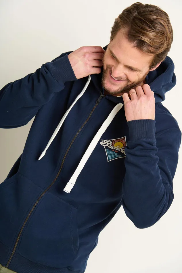 Men Brakeburn Sweatshirts And Hoodies Navy Graphic Zip Through
