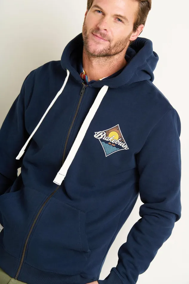 Men Brakeburn Sweatshirts And Hoodies Navy Graphic Zip Through