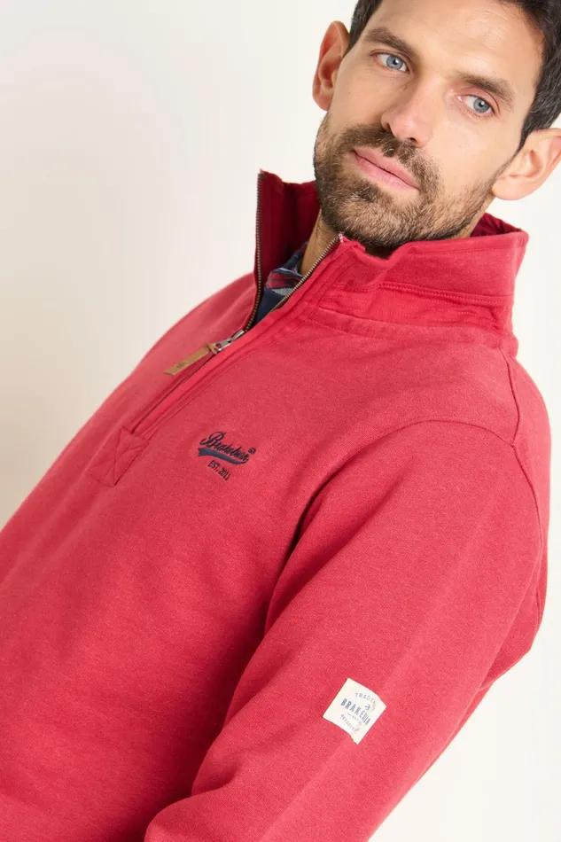 Men Brakeburn Sweatshirts And Hoodies Red Heritage Quarter Zip Sweat