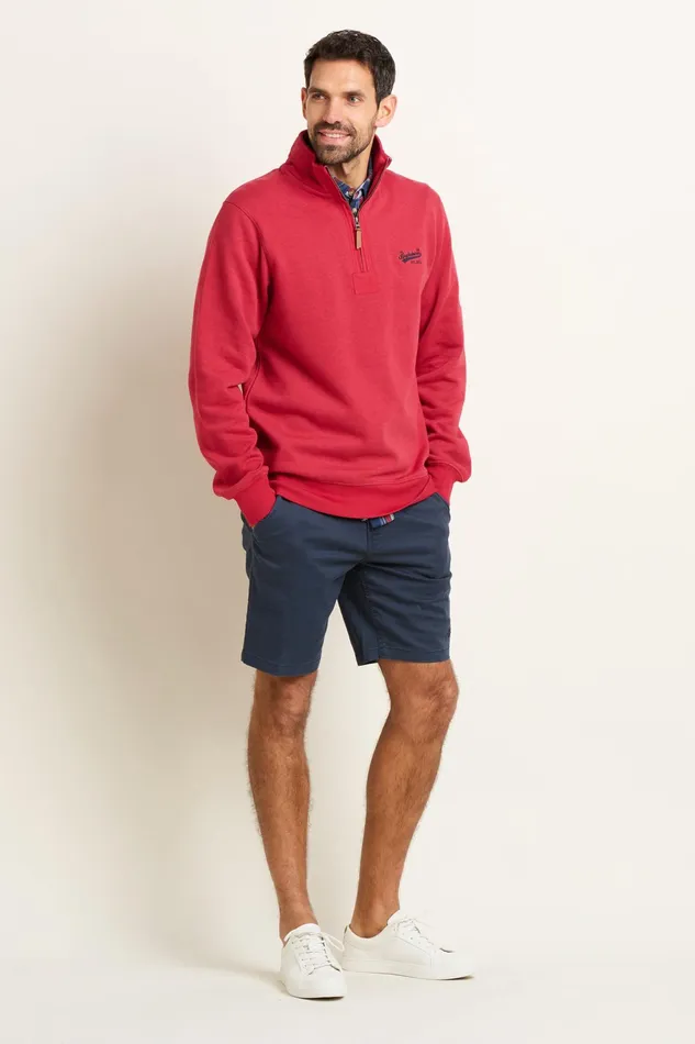 Men Brakeburn Sweatshirts And Hoodies Red Heritage Quarter Zip Sweat