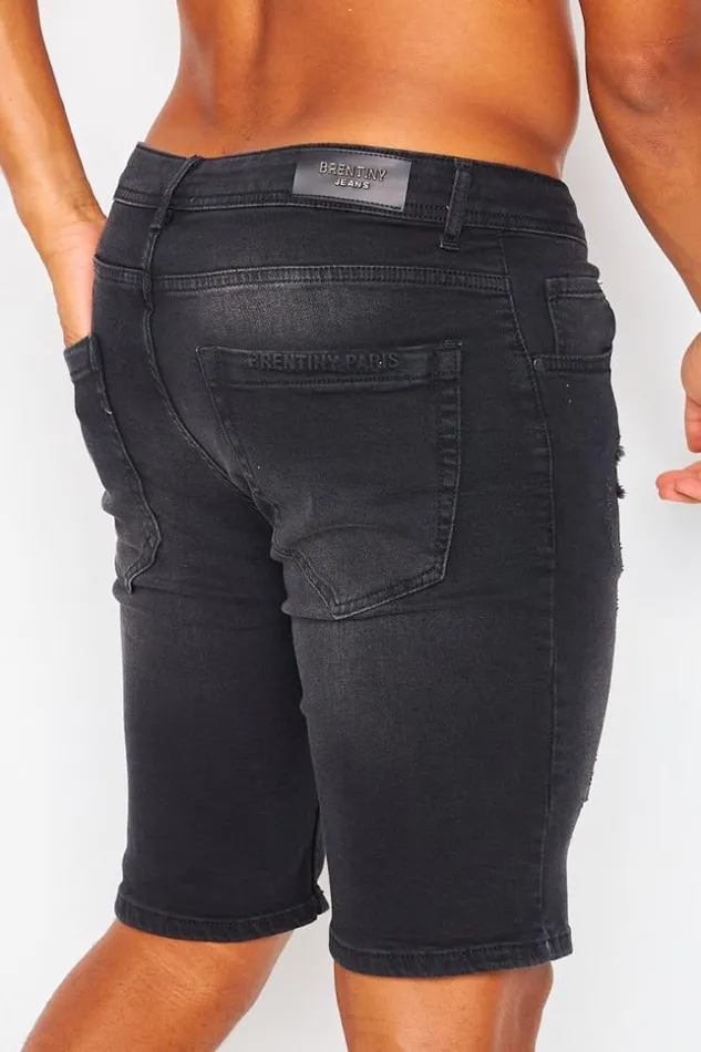 Men Brentiny Ripped Denim Shorts In Black Black Brentiny Paris Shorts