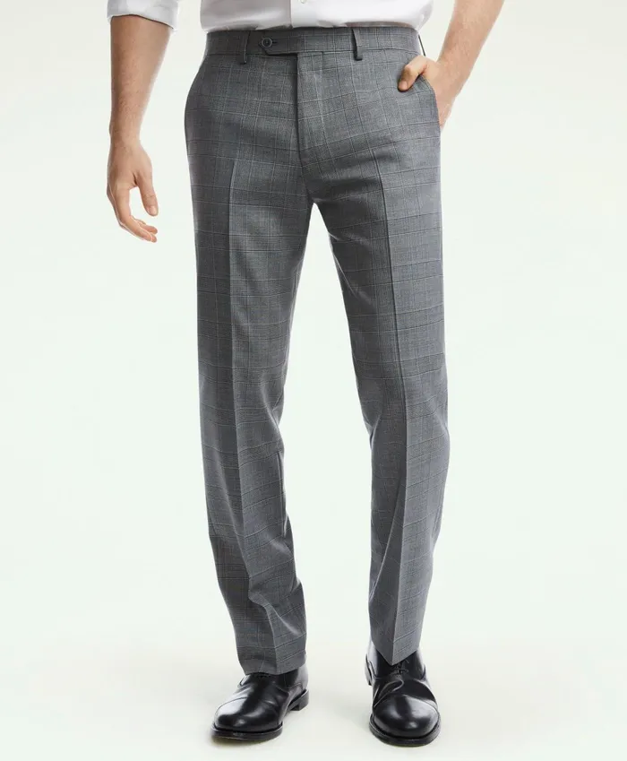 Men Brooks Brothers Explorer Collection Regent Fit Prince Of Wales Suit Pants Grey Brooks Brothers Suits