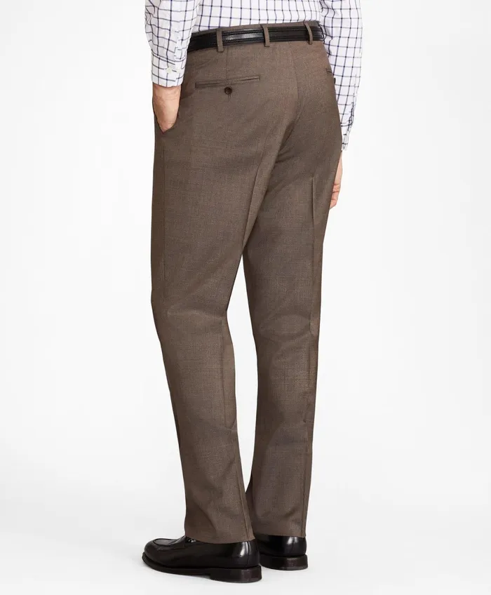 Men Brooks Brothers Flex MadisonFit Wool Trousers Brown Brooks Brothers Dress Pants