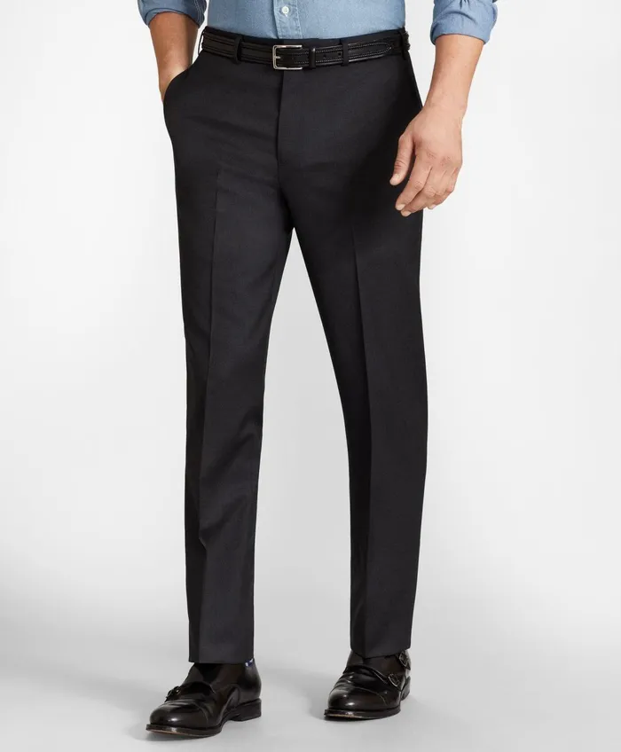 Men Brooks Brothers Flex RegentFit Wool Trousers Charcoal Brooks Brothers Dress Pants