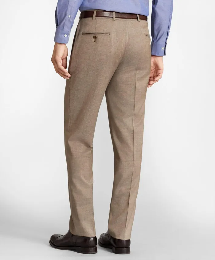 Men Brooks Brothers Flex RegentFit Wool Trousers Tan Brooks Brothers Dress Pants