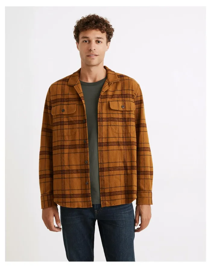Men Brushed Twill Easy Shirt Jacket Dark Tobacco Madewell Shirts