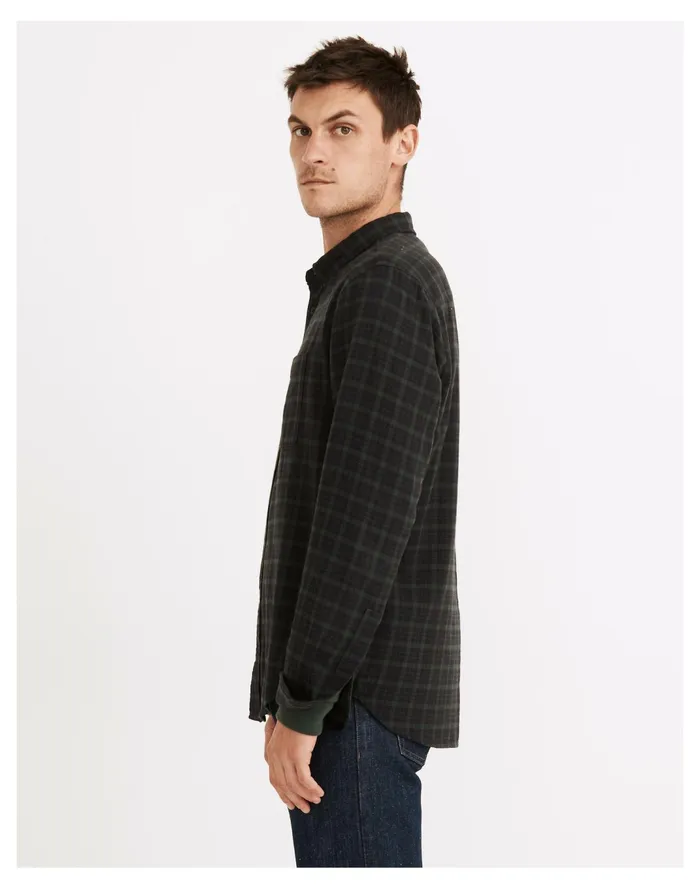 Men Brushed Twill Perfect Shirt In Plaid Dark Palm Madewell Shirts Men Brushed Twill Perfect Shirt In Plaid Dark Palm Madewell Shirts