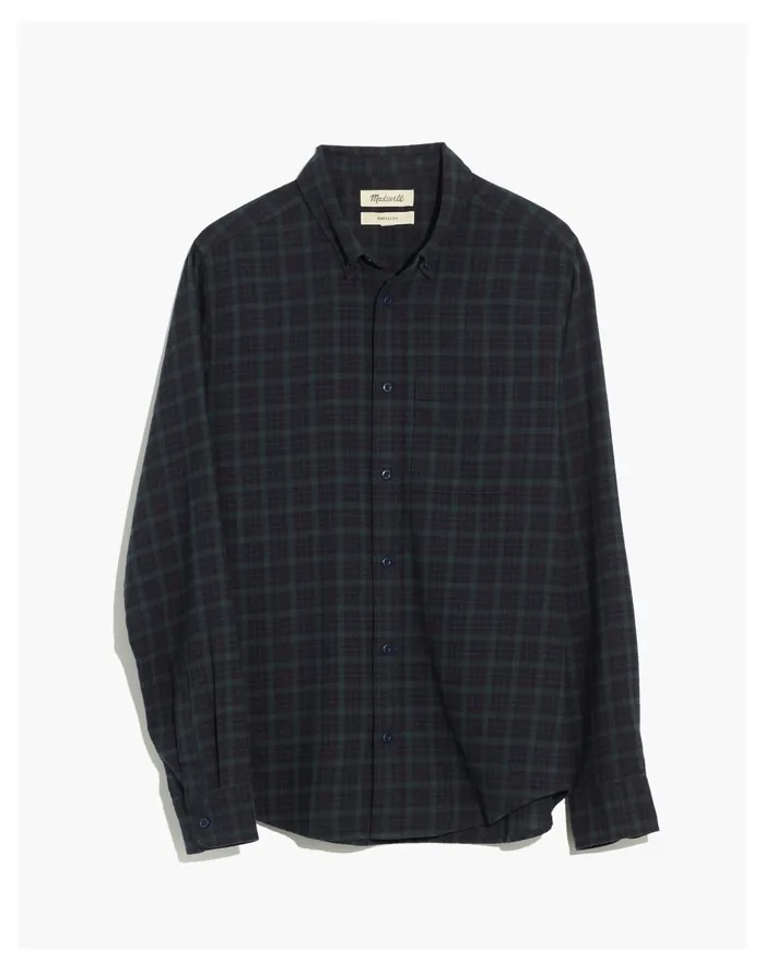 Men Brushed Twill Perfect Shirt In Plaid Dark Palm Madewell Shirts Men Brushed Twill Perfect Shirt In Plaid Dark Palm Madewell Shirts