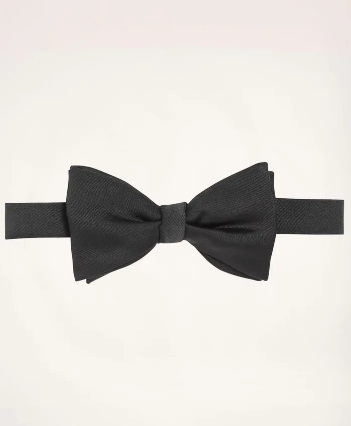 Men Butterfly PreTied Satin Bow Tie Black Brooks Brothers Ties and Pocket Squares