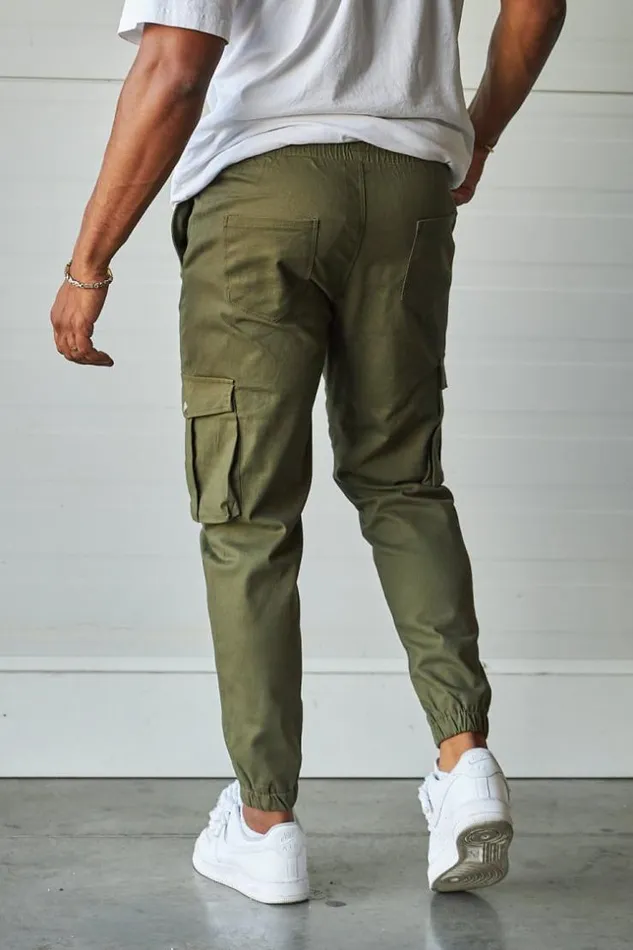 Men Cargo Joggers In Khaki Green Brentiny Paris Pants