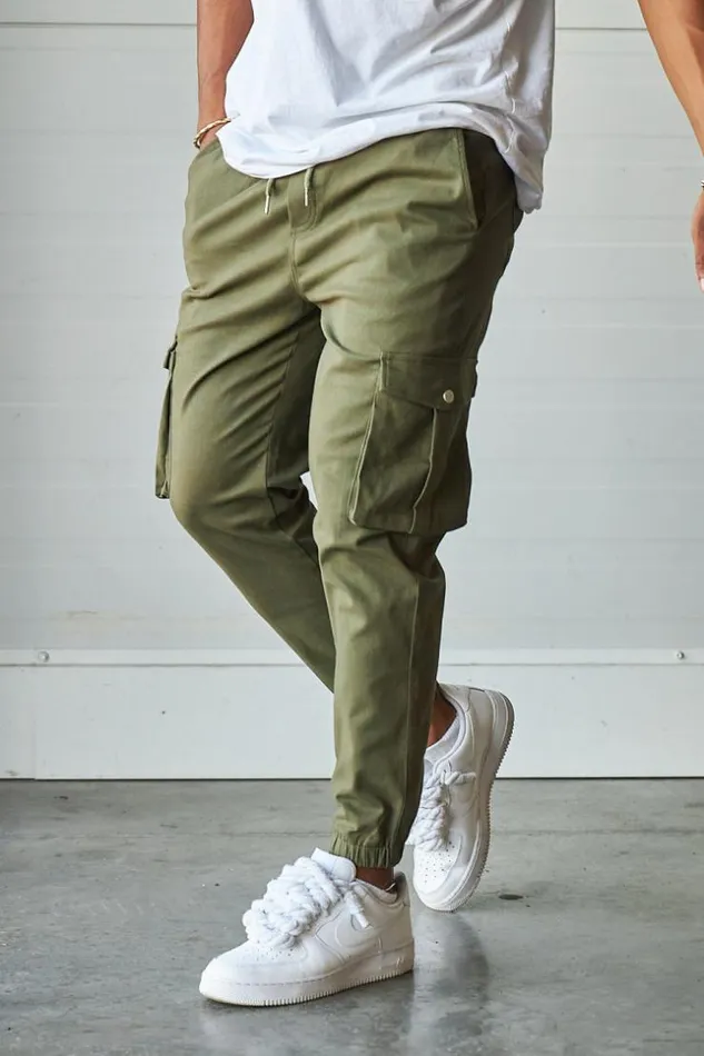Men Cargo Joggers In Khaki Green Brentiny Paris Pants