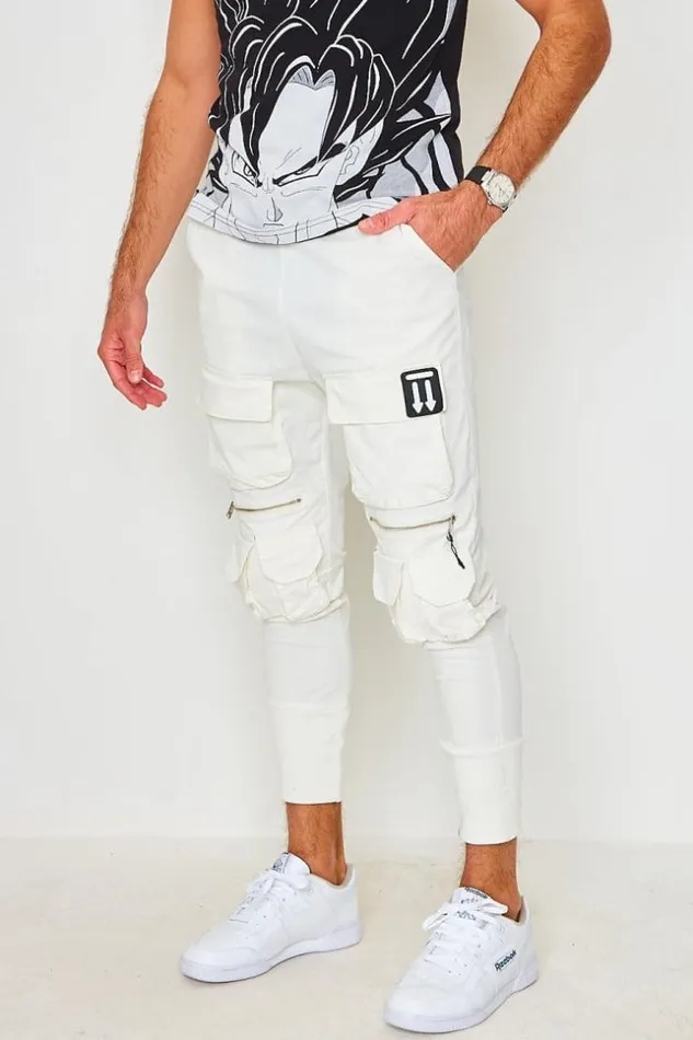 Men Cargo Joggers In White White Brentiny Paris Jogger Pants