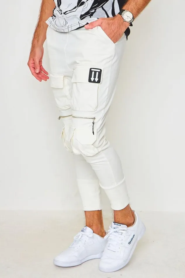 Men Cargo Joggers In White White Brentiny Paris Jogger Pants Men Cargo Joggers In White White Brentiny Paris Jogger Pants
