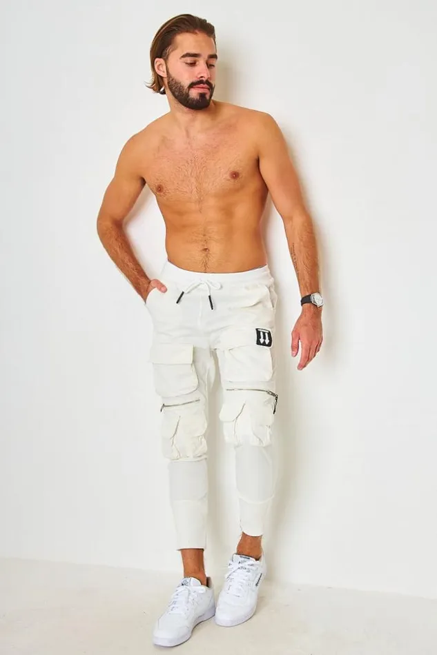 Men Cargo Joggers In White White Brentiny Paris Jogger Pants Men Cargo Joggers In White White Brentiny Paris Jogger Pants