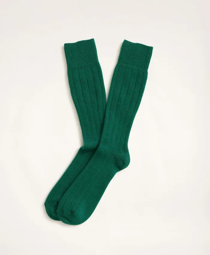 Men Cashmere Crew Socks Bright Green Brooks Brothers Sock