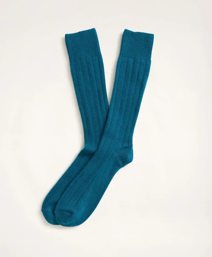 Men Cashmere Crew Socks Teal Brooks Brothers Sock