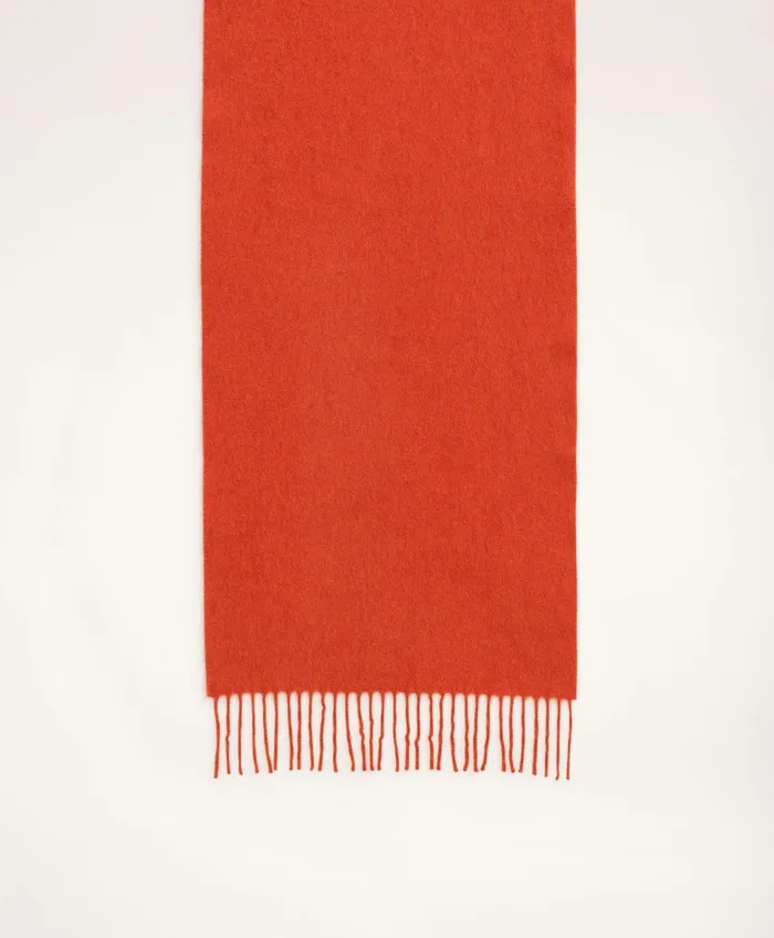 Men Cashmere Fringed Scarf Orange Brooks Brothers Hats and Scarves