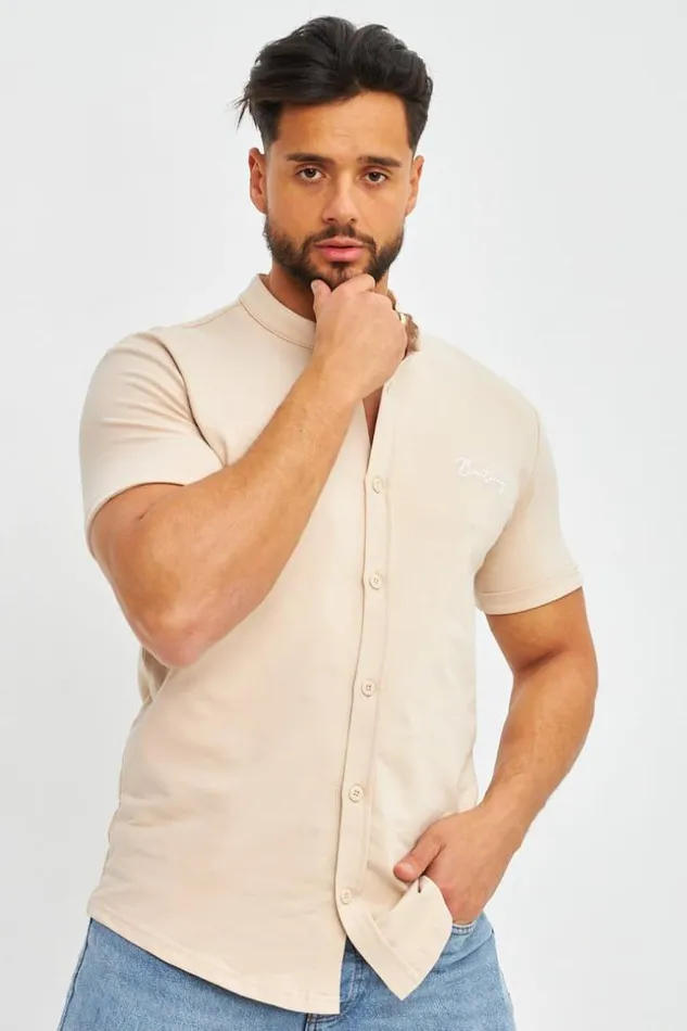 Men Chemise Beige Col Officier Brentiny Beige Brentiny Paris Shirts