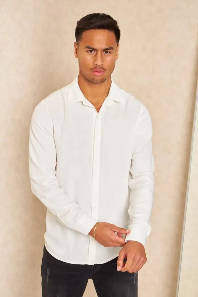 Men Chemise Fluide Manches Longues Blanche White Brentiny Paris Shirts