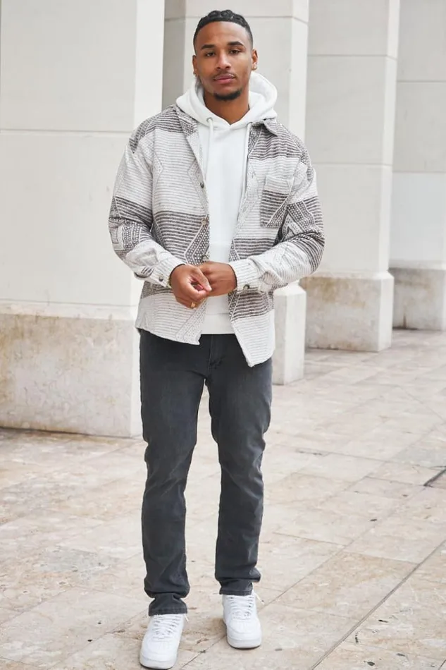 Men Chemise paisse Motif Beige Marron Beige Brentiny Paris Shirts