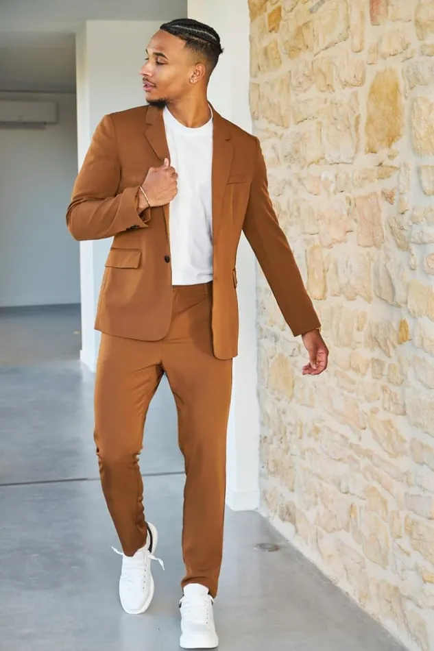 Men Costume 2 Pices Blazer Pantalon Camel Camel Brentiny Paris Suit