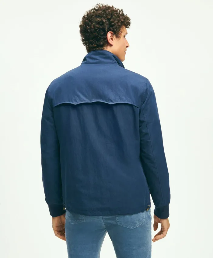 Men Cotton Blend Harrington Jacket Navy Brooks Brothers Coats and Jackets